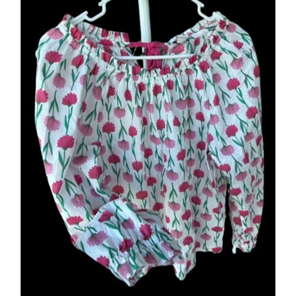 J.Crew Womens Floral Cotton Top M Romantic Feminine Ruffle Cottage Garden - Picture 3 of 7